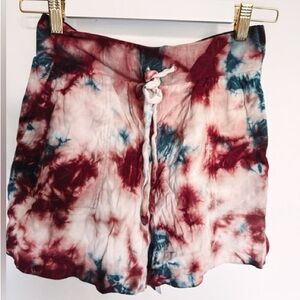 Chaser Burgundy and Blue Tie-Dye Shorts Women’s Small